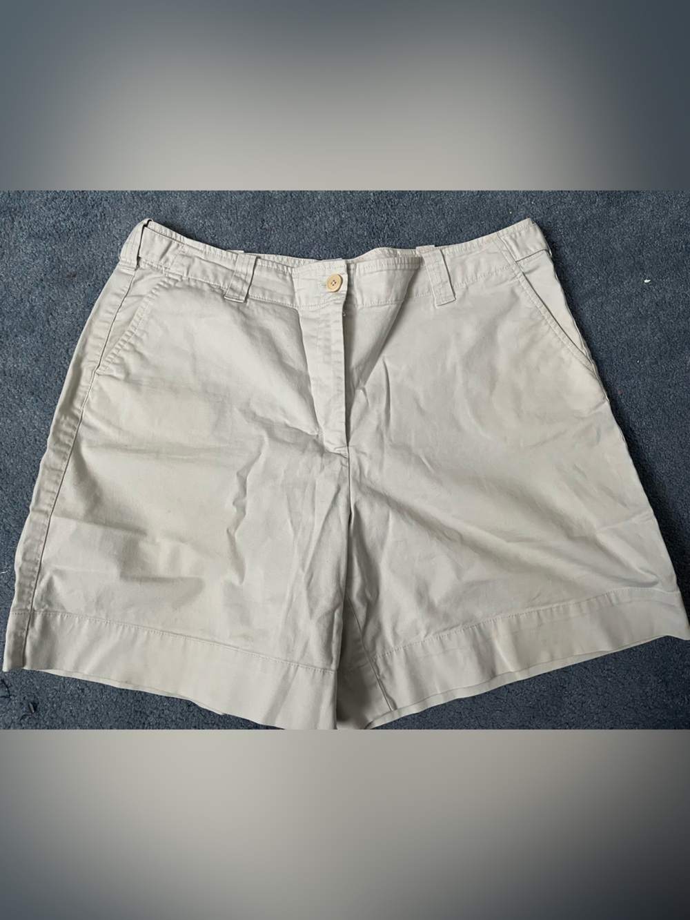 Talbots Relaxed Chino Short Size 16 Beige Stretch Mid Rise Flat Front Khaki 37x7